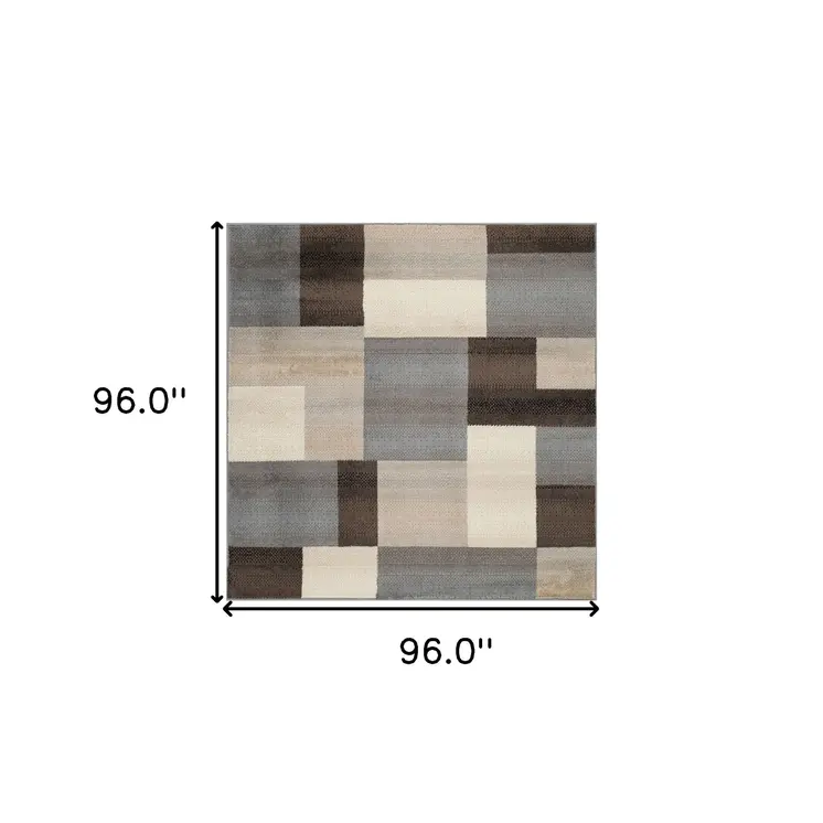 8' Gray Patchwork Square Rug