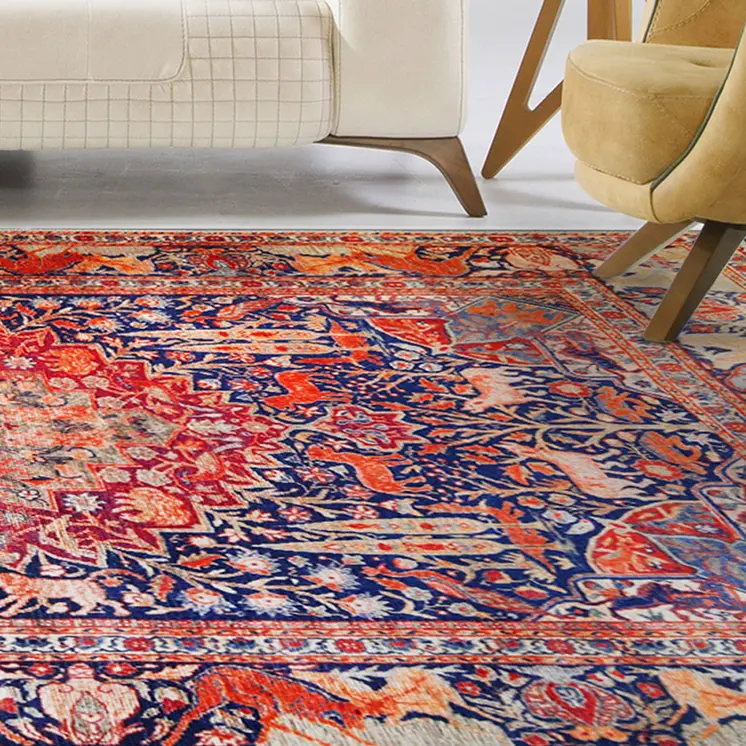 5' X 8' Brown Black And Brick Red Medallion Area Rug