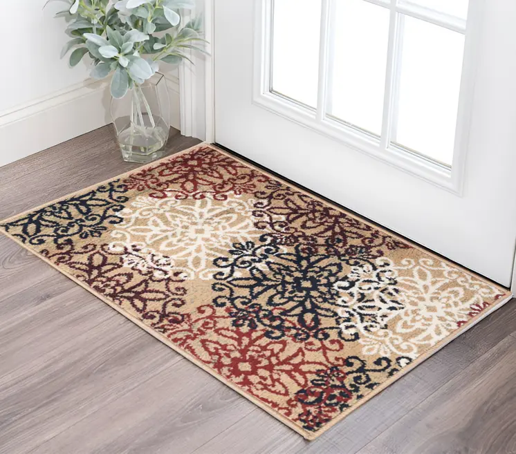 2' X 3' Gold And Gray Medallion Power Loom Stain Resistant Area Rug