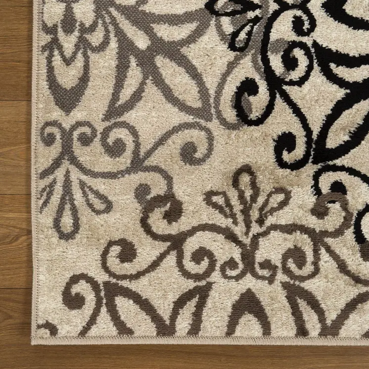 5' Tan And Gray Medallion Square Rug