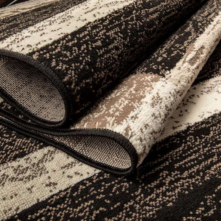 8' Chocolate Patchwork Power Loom Stain Resistant Runner Rug