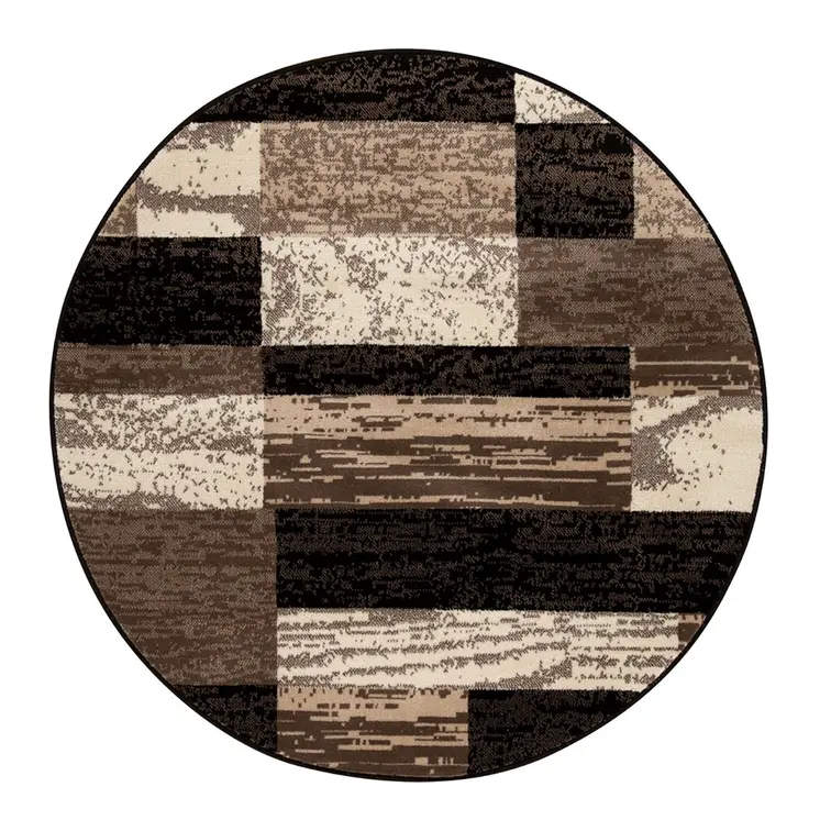 5' Chocolate Patchwork Round Rug