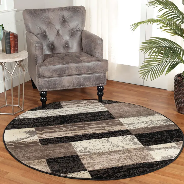 5' Chocolate Patchwork Round Rug