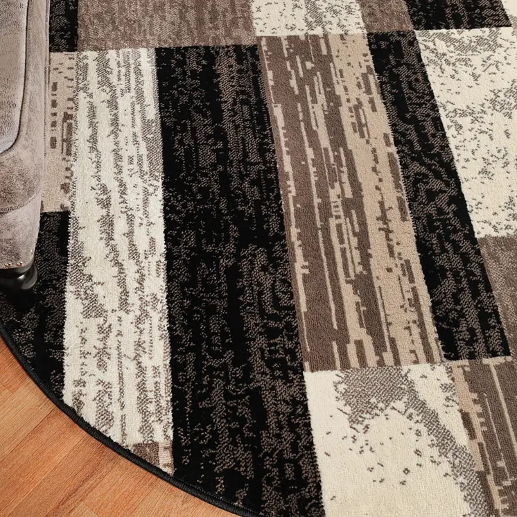 5' Chocolate Patchwork Round Rug