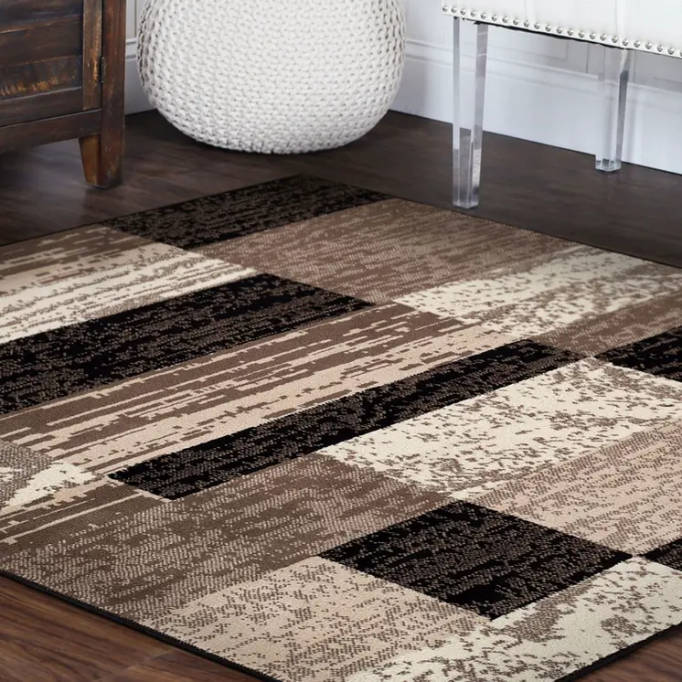 5' Chocolate Patchwork Square Rug