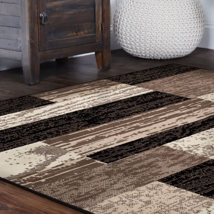 5' Chocolate Patchwork Square Rug