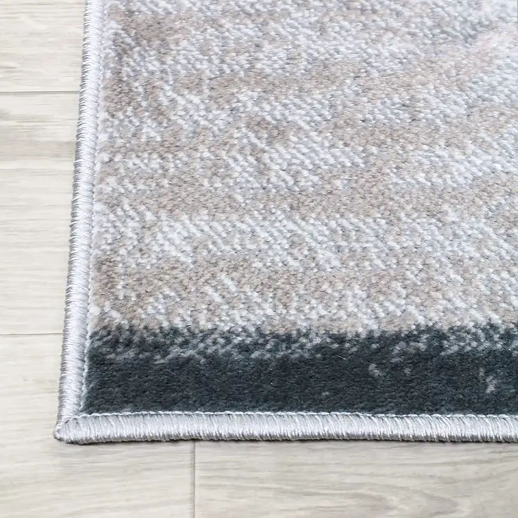 5' X 8' Blue And Taupe Patchwork Power Loom Stain Resistant Area Rug