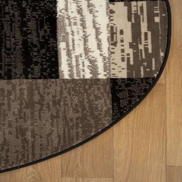8' Chocolate Patchwork Round Rug