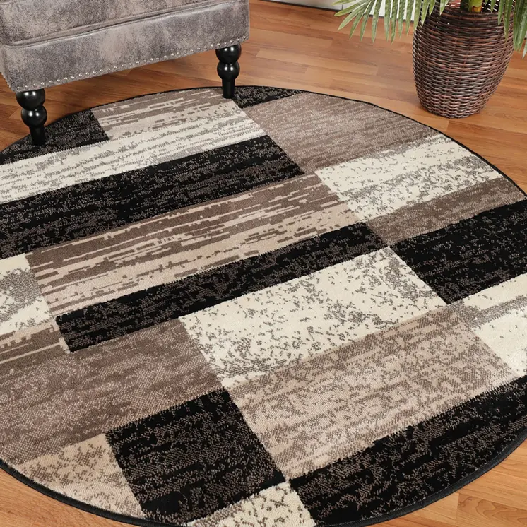 8' Chocolate Patchwork Round Rug