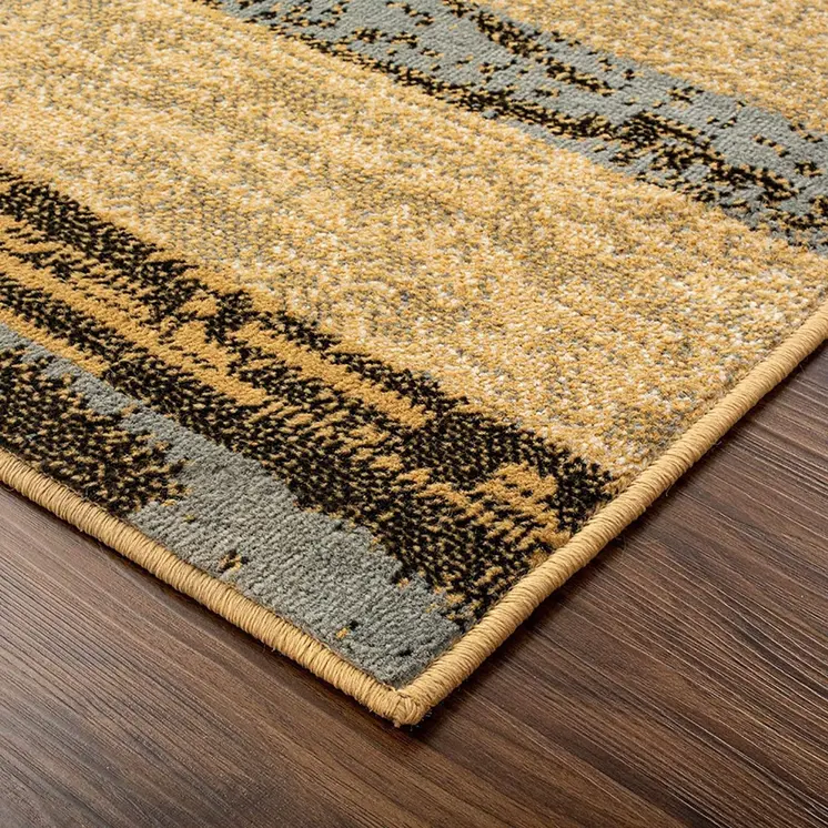 8' X 10' Light Blue And Beige Patchwork Power Loom Stain Resistant Area Rug
