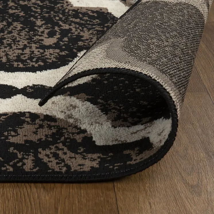 8' Chocolate Quatrefoil Distressed Square Rug