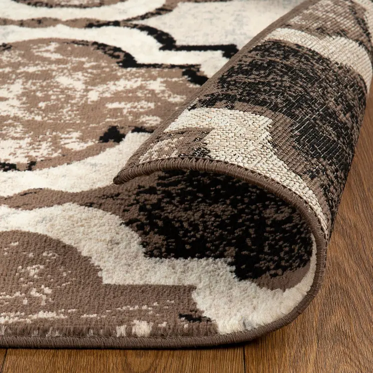 8' Ivory Quatrefoil Distressed Square Rug