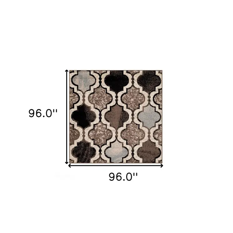 8' Ivory Quatrefoil Distressed Square Rug