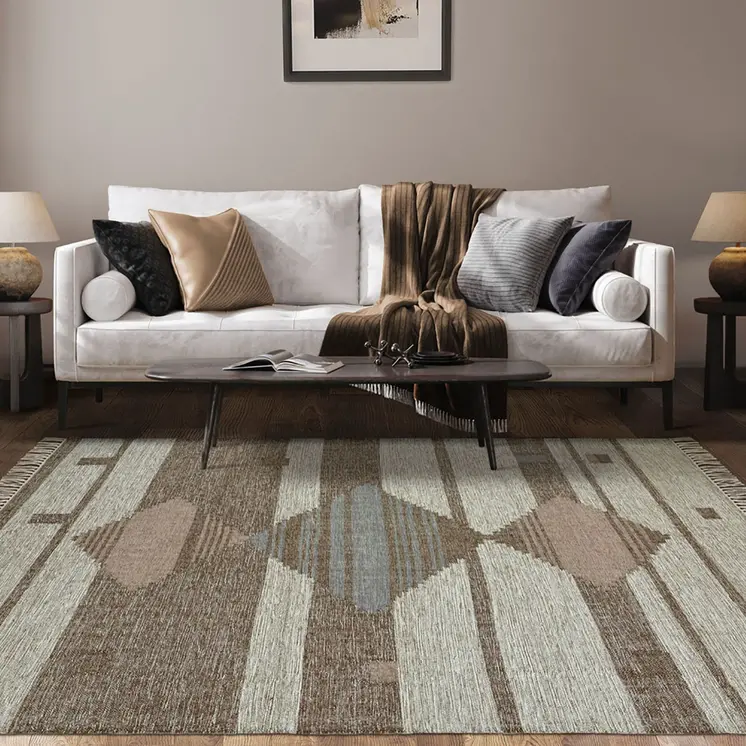 5' X 8' Gray Geometric Flatweave Handmade Area Rug With Fringe