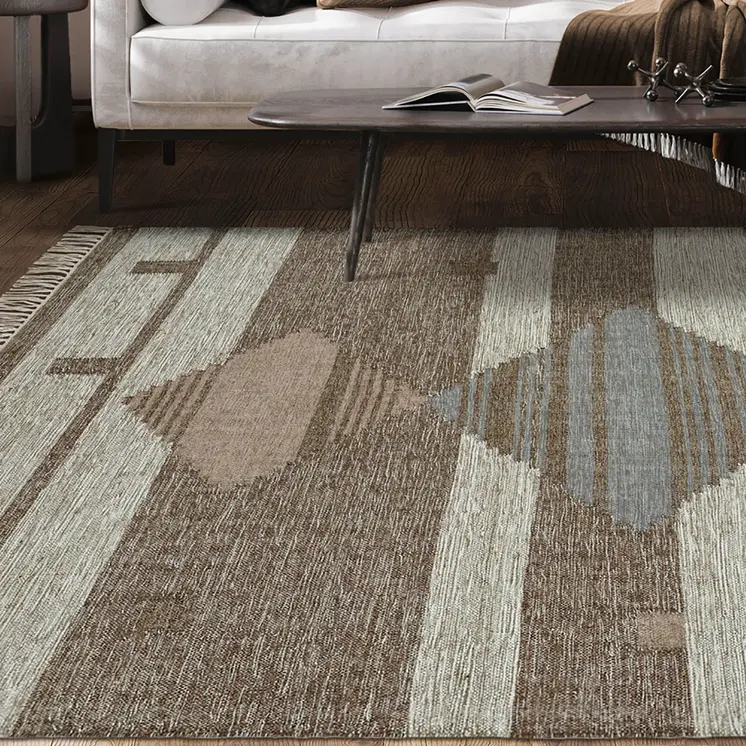 5' X 8' Gray Geometric Flatweave Handmade Area Rug With Fringe