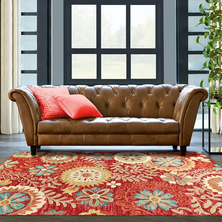8' X 10' Rust Wool Medallion Tufted Handmade Stain Resistant Area Rug