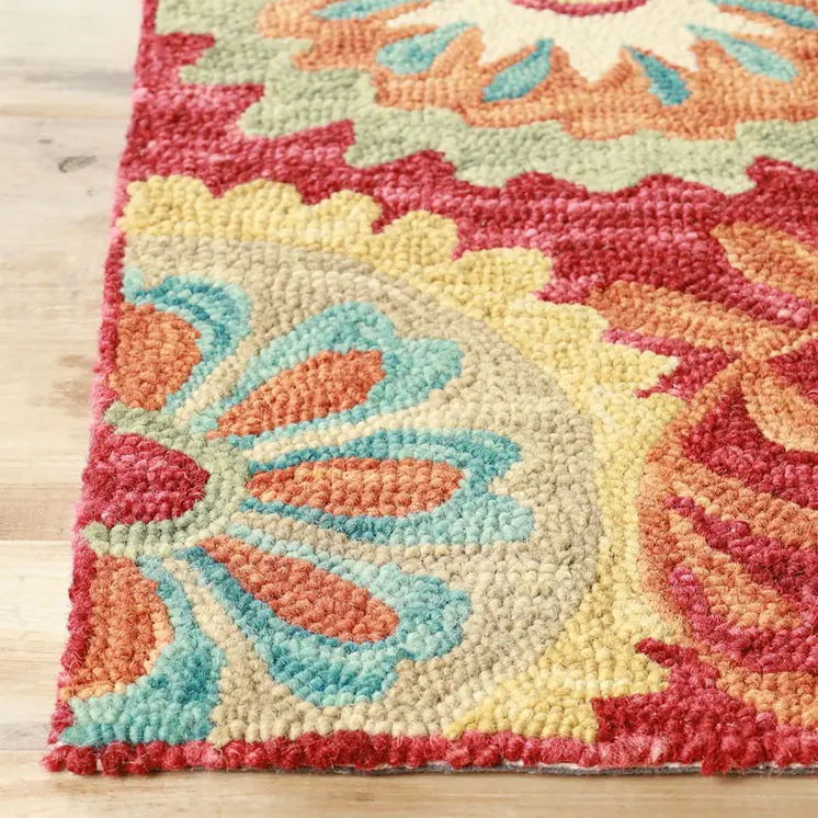 8' X 10' Rust Wool Medallion Tufted Handmade Stain Resistant Area Rug