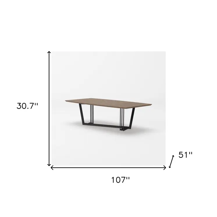 107" Walnut And Black Rectangular Geo Trestle Wood Dining Table