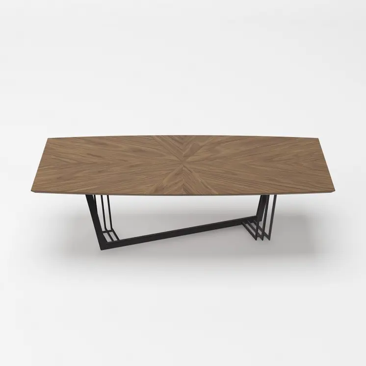 107" Walnut And Black Rectangular Geo Trestle Wood Dining Table