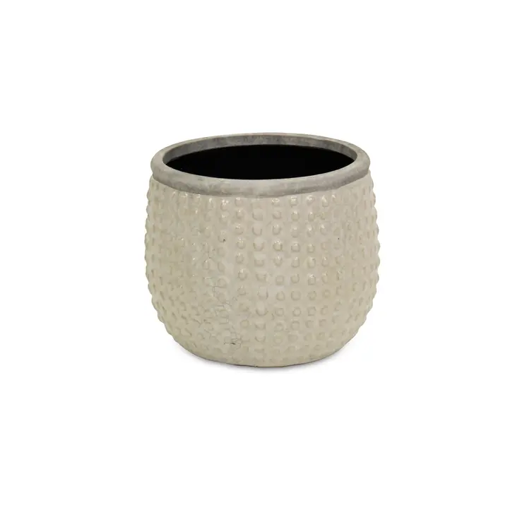 6" Beige Dot Ceramic Indoor Outdoor Round Pot Planter