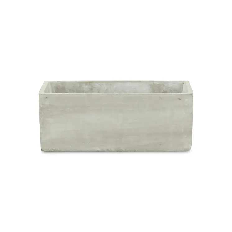 9" Light Gray Cement Indoor Outdoor Rectangular Pot Planter