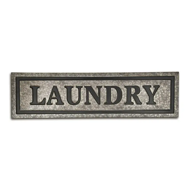 10" X 36" Gray Laundry Galvanized Metal Wall Decor
