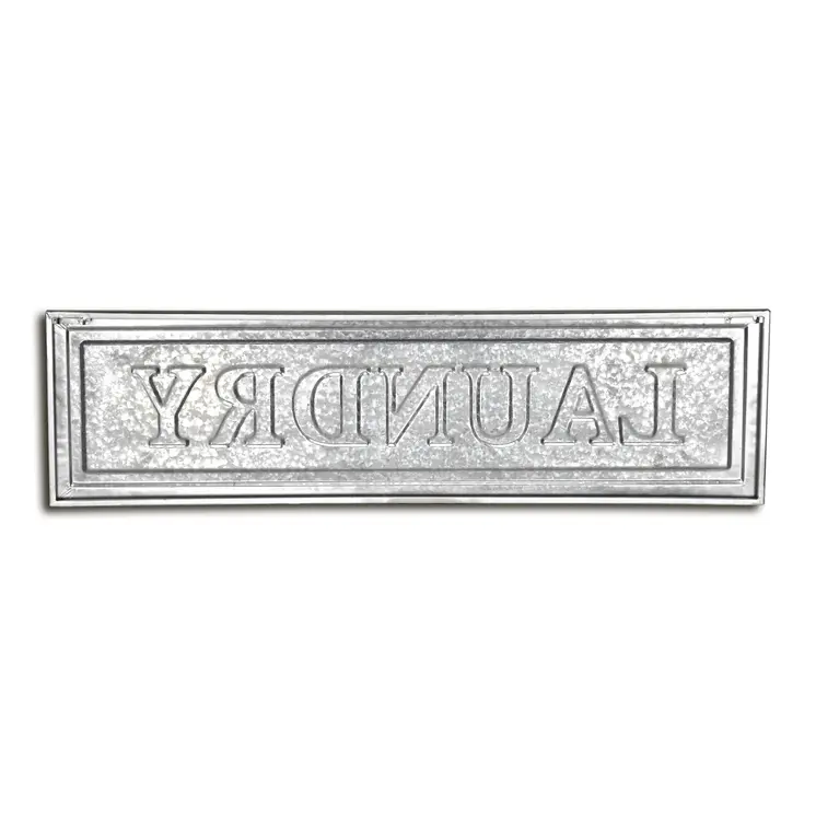 10" X 36" Gray Laundry Galvanized Metal Wall Decor