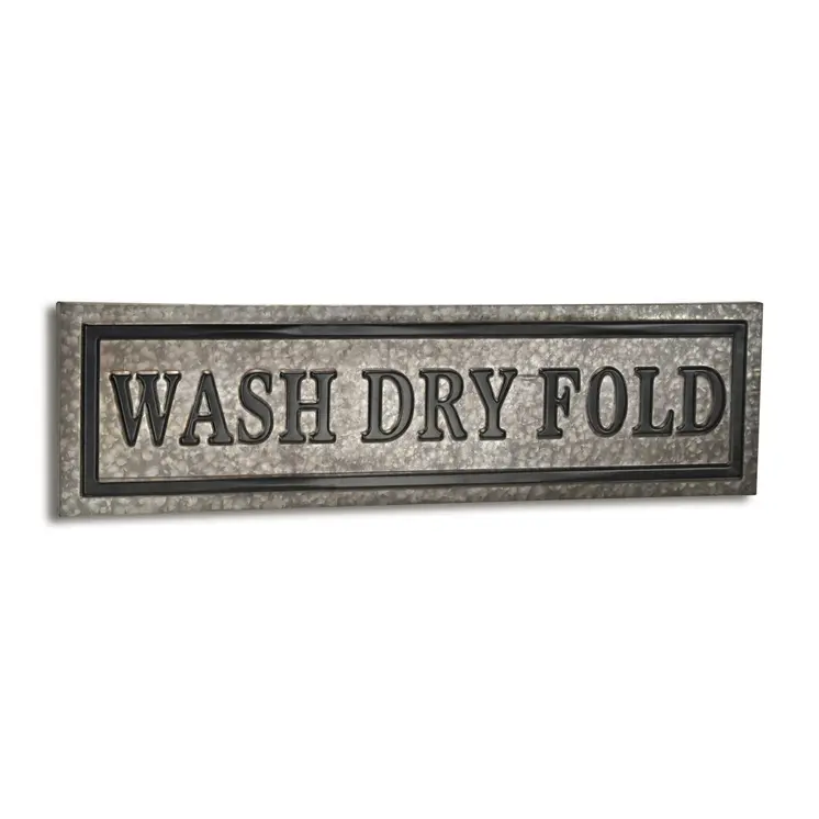10" X 36" Gray Wash Dry Fold Metal Wall Decor