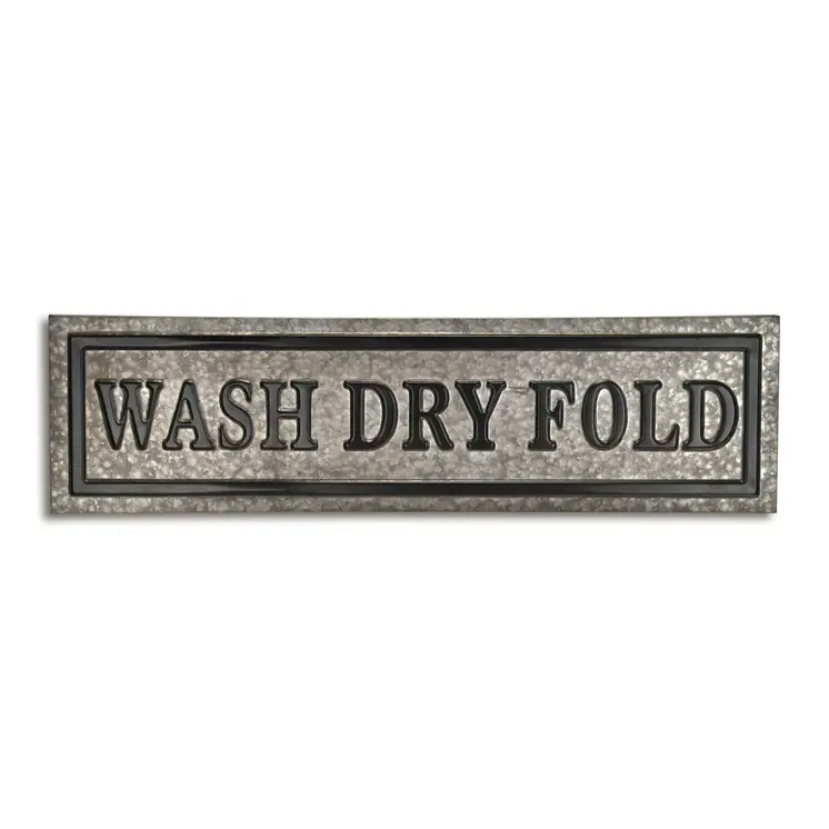 10" X 36" Gray Wash Dry Fold Metal Wall Decor