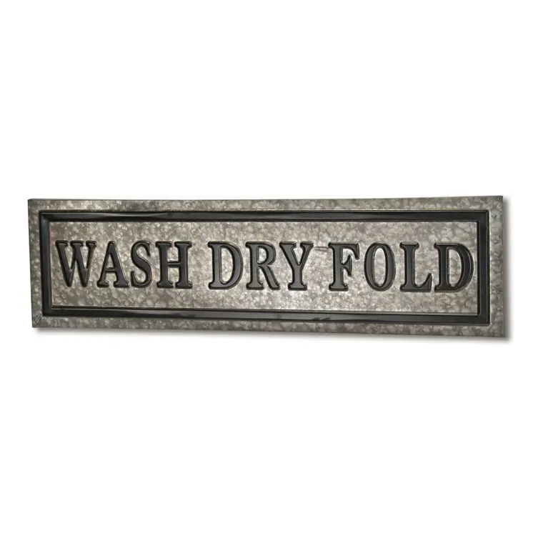 10" X 36" Gray Wash Dry Fold Metal Wall Decor