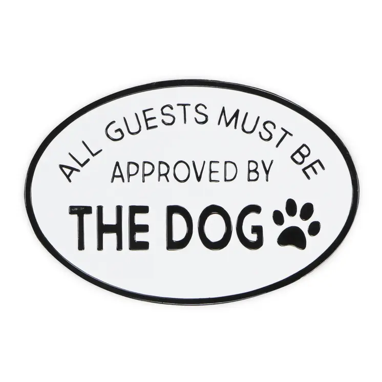 19" Black and White All Guests Approved By The Dog Metal Hanging Text Wall Decor