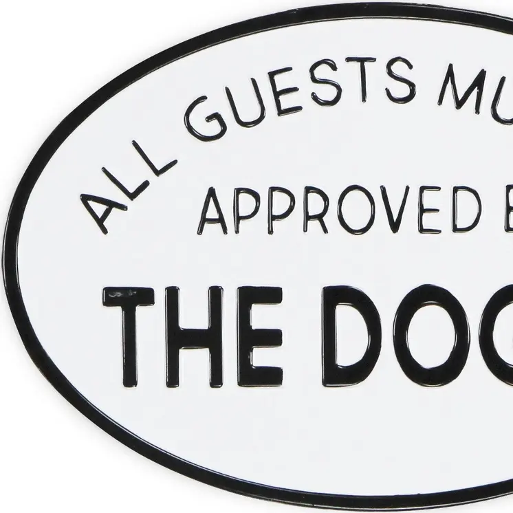 19" Black and White All Guests Approved By The Dog Metal Hanging Text Wall Decor