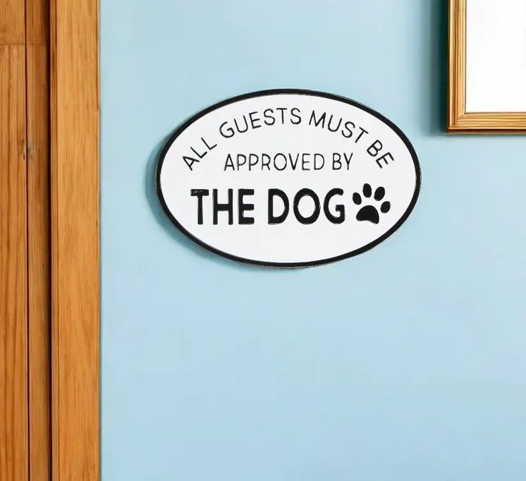 19" Black and White All Guests Approved By The Dog Metal Hanging Text Wall Decor