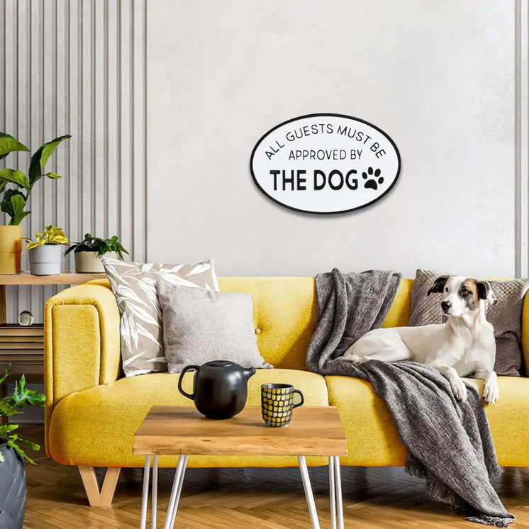 19" Black and White All Guests Approved By The Dog Metal Hanging Text Wall Decor