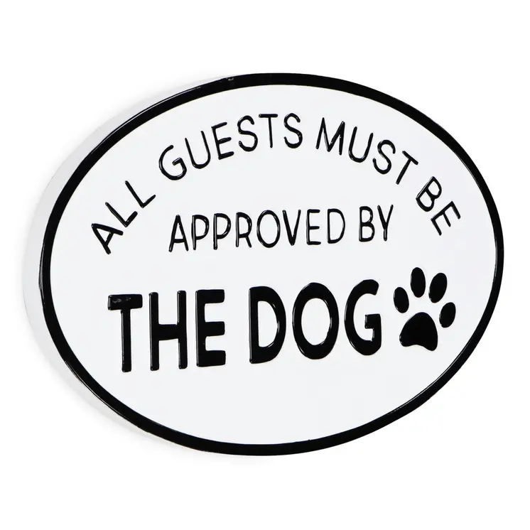 19" Black and White All Guests Approved By The Dog Metal Hanging Text Wall Decor