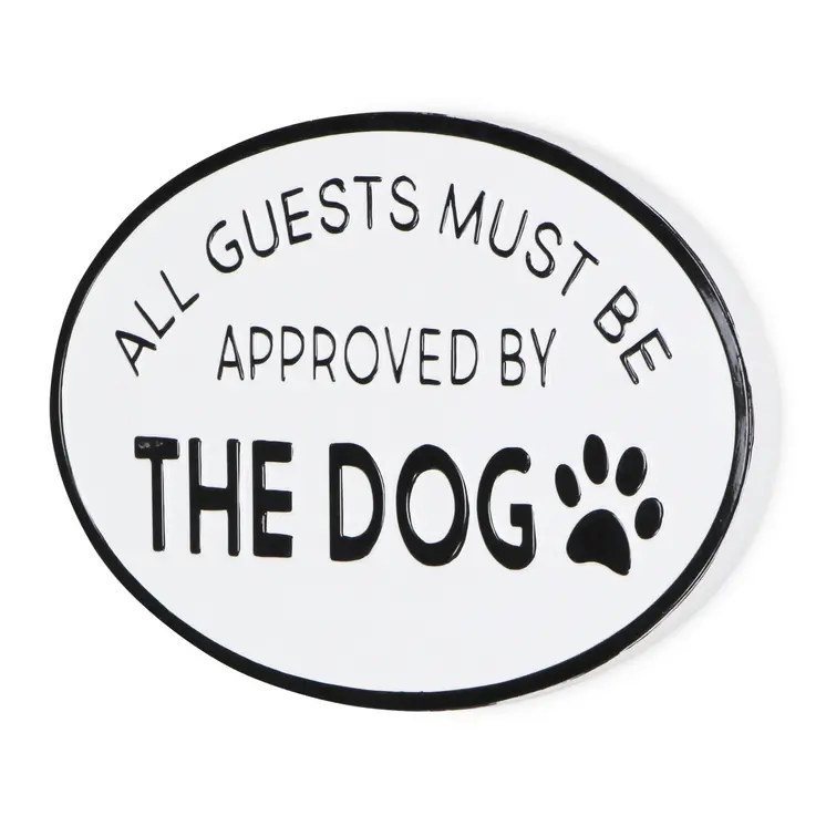 19" Black and White All Guests Approved By The Dog Metal Hanging Text Wall Decor