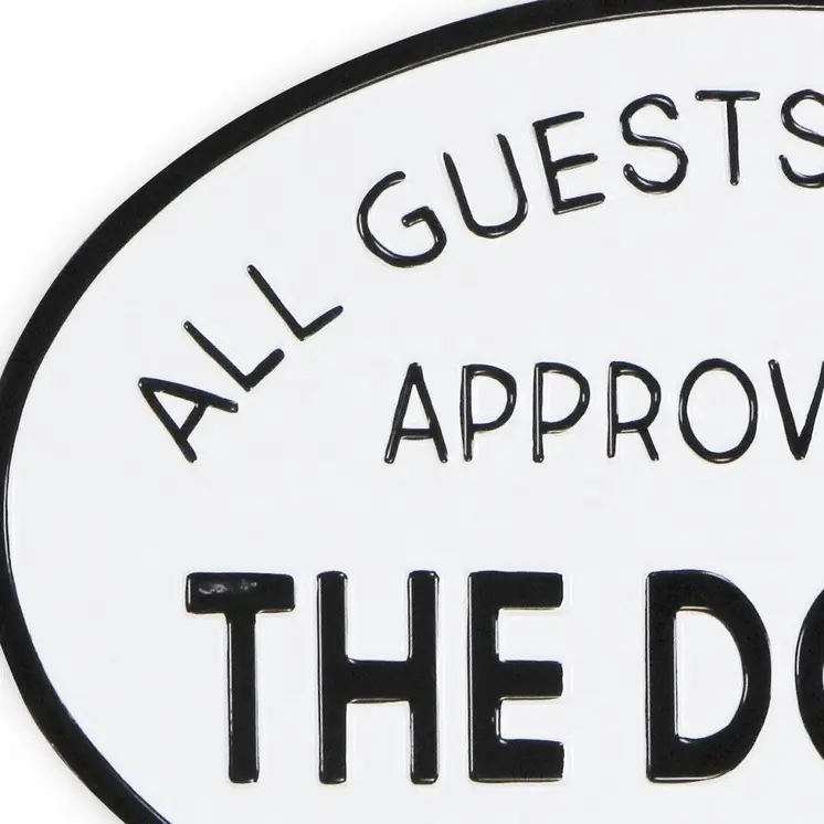 19" Black and White All Guests Approved By The Dog Metal Hanging Text Wall Decor