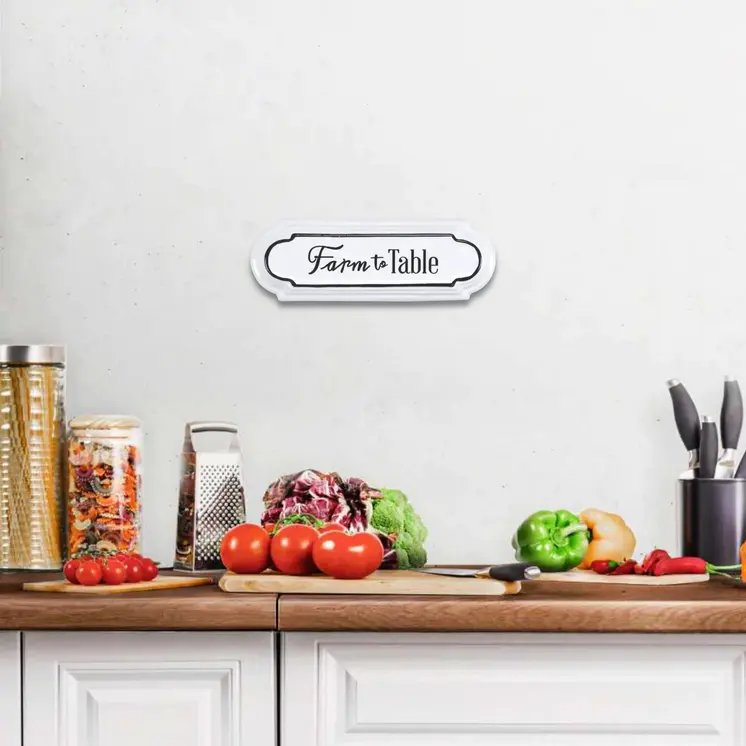 5" X 14" Black and White Farm To Table Metal Wall Decor