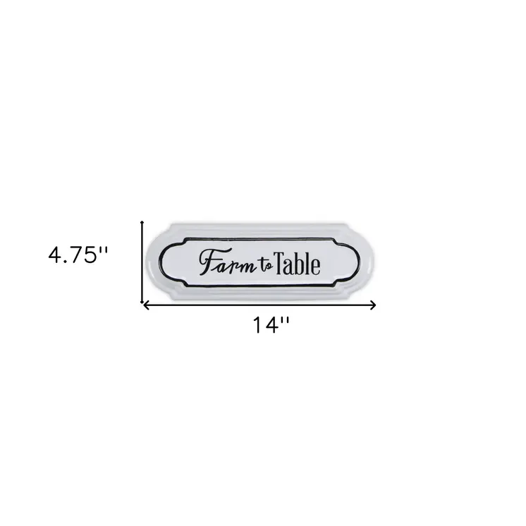 5" X 14" Black and White Farm To Table Metal Wall Decor