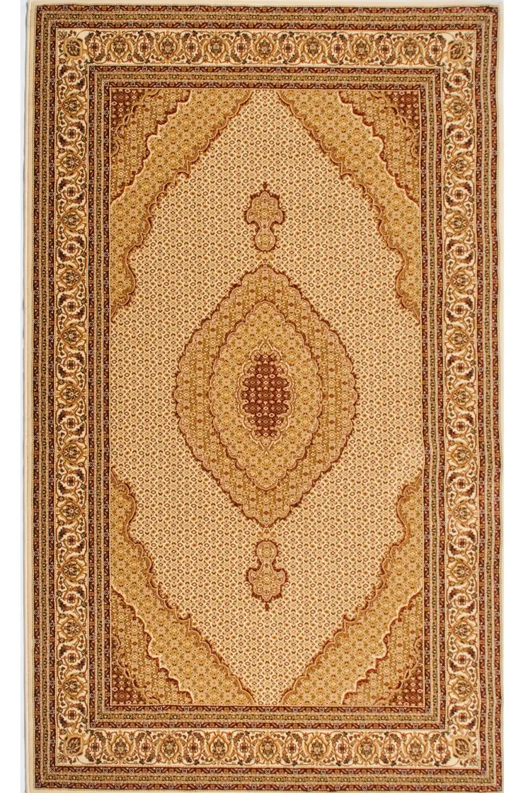 4' X 6' Beige and Ivory Oriental Power Loom Area Rug