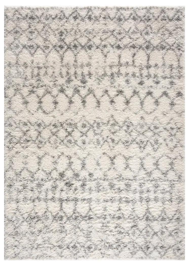 3' X 5' Gray and Ivory Southwestern Shag Power Loom Distressed Area Rug