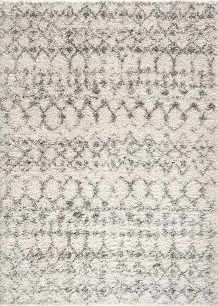 8' X 11' Gray and Ivory Southwestern Shag Power Loom Area Rug