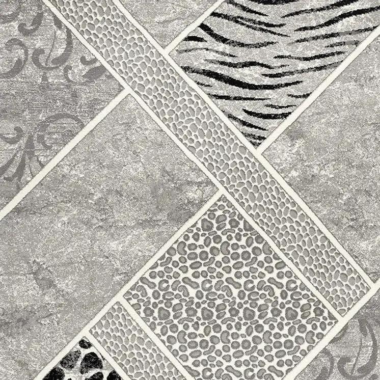 8' X 11' Grey Geometric Power Loom Stain Resistant Area Rug