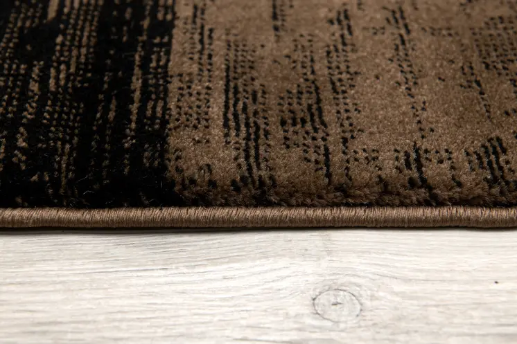 10' Brown Black and Tan Geometric Power Loom Runner Rug