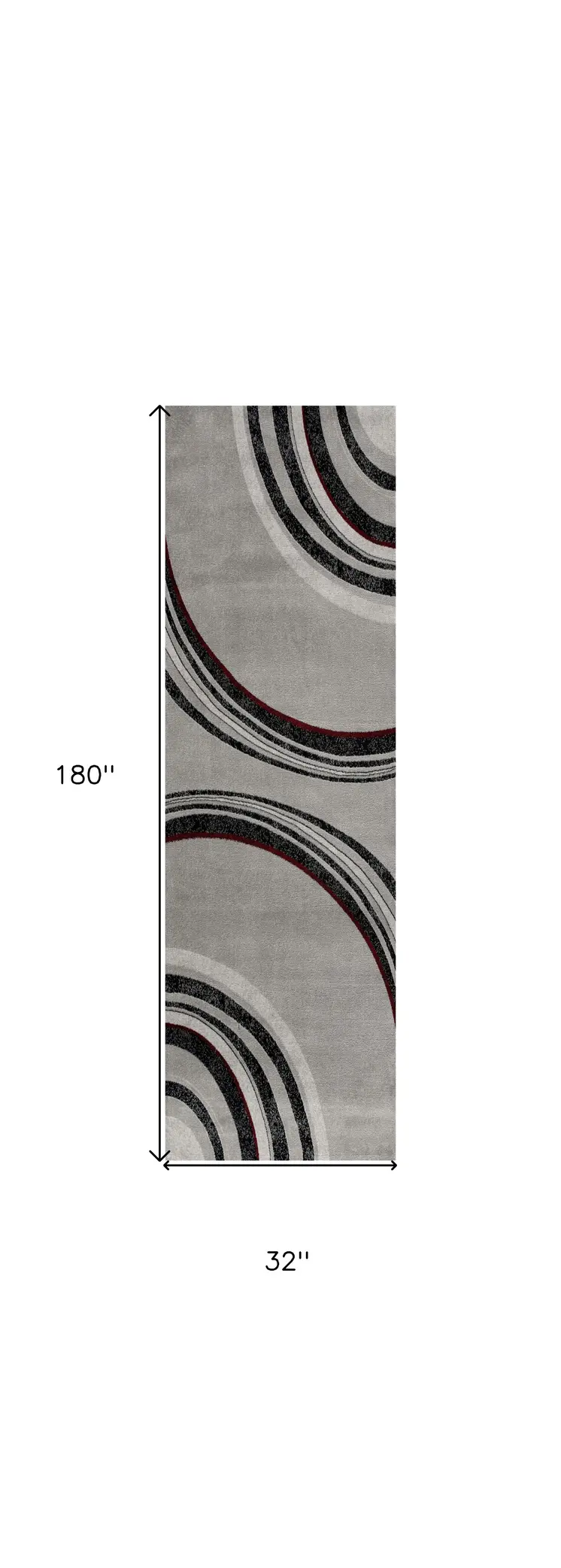 15' Gray and Black Abstract Power Loom Distressed Runner Rug