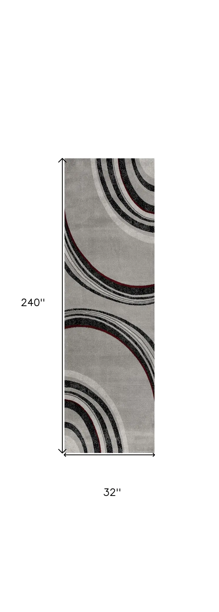20' Gray and Black Abstract Power Loom Distressed Runner Rug
