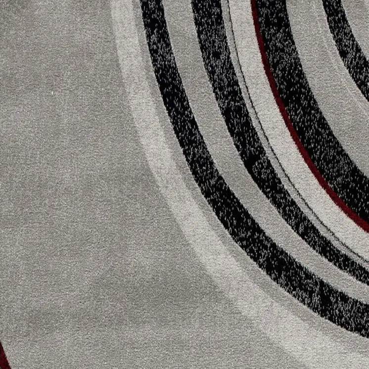 20' Gray and Black Abstract Power Loom Distressed Runner Rug