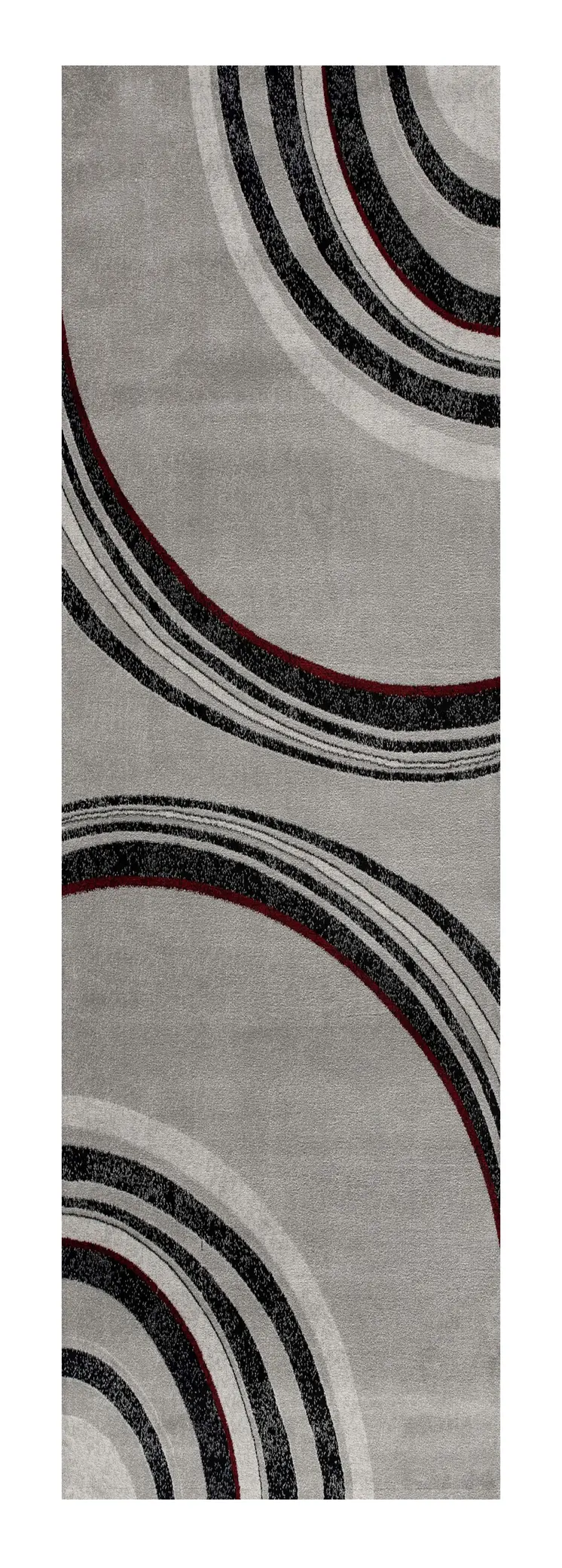 8' Gray and Black Abstract Power Loom Distressed Runner Rug