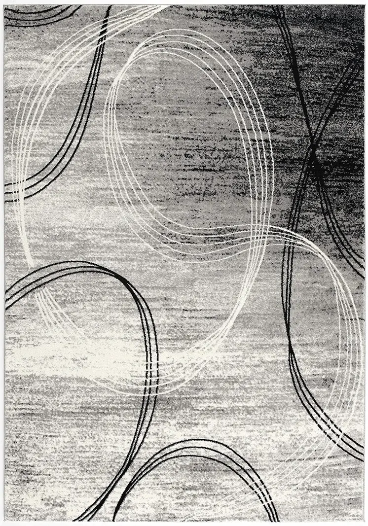 10' Gray And Ivory Abstract Shag Runner Rug