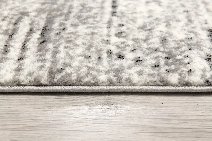 10' Gray And Ivory Abstract Shag Runner Rug